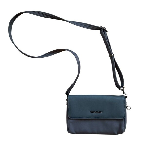 Travelon Anti-Theft Addison Convertible Belt Bag Crossbody Gray Burgundy Lined - Picture 1 of 14